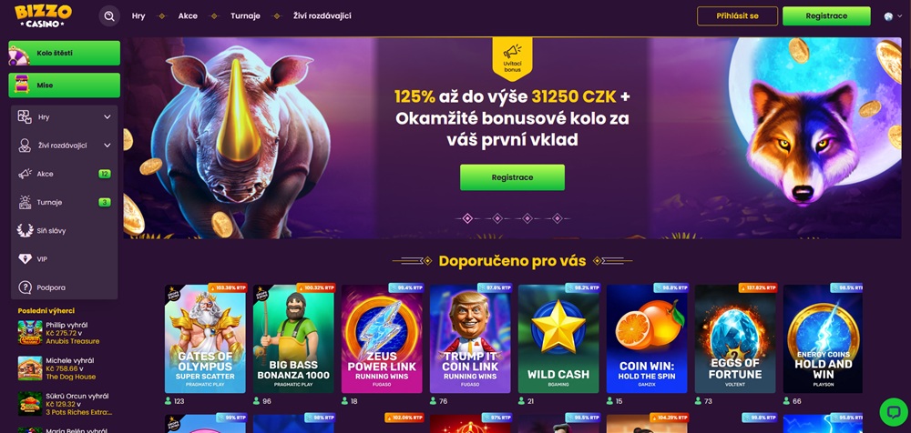 Bizzo casino homepage